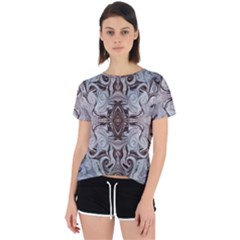 Turquoise Black Arabesque Repeats Open Back Sport Tee by kaleidomarblingart