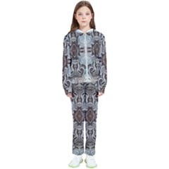 Turquoise Black Arabesque Repeats Kids  Tracksuit by kaleidomarblingart