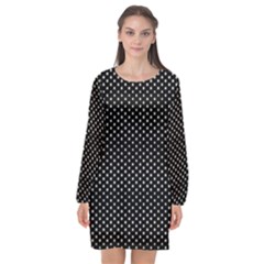 Stars On Black Ink Long Sleeve Chiffon Shift Dress  by goljakoff