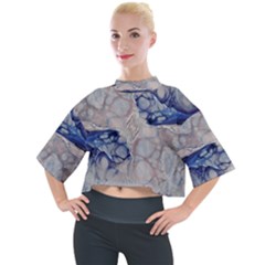 Moon Stone Patterns Mock Neck Tee by kaleidomarblingart