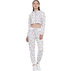 Cute Bunnies And Carrots Pattern, Light Colored Theme Cropped Zip Up Lounge Set by Casemiro