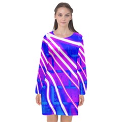 Pop Art Neon Wall Long Sleeve Chiffon Shift Dress  by essentialimage365