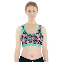 Flower Black Pink Sports Bra With Pocket by flowerland