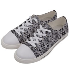 Black And White Ornate Pattern Men s Low Top Canvas Sneakers by dflcprintsclothing