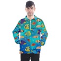 Cheerful And Bright Fish Swim In The Water Men s Half Zip Pullover View1