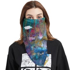 Abstract Turquoise Face Covering Bandana (triangle) by kaleidomarblingart