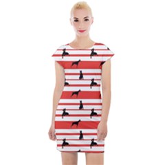 Doberman Dogs On Lines Cap Sleeve Bodycon Dress by SychEva