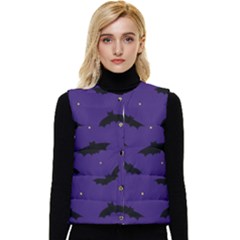 Bats In The Starry Sky Women s Short Button Up Puffer Vest by SychEva