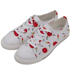 Slices Of Red And Juicy Watermelon Men s Low Top Canvas Sneakers by SychEva