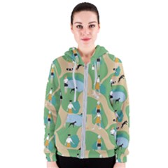 Girls With Dogs For A Walk In The Park Women s Zipper Hoodie by SychEva