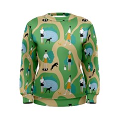 Girls With Dogs For A Walk In The Park Women s Sweatshirt by SychEva