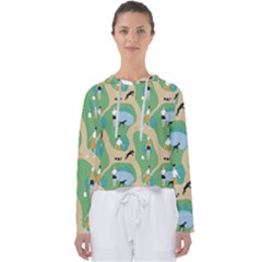 Girls With Dogs For A Walk In The Park Women s Slouchy Sweat by SychEva
