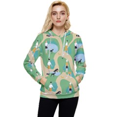 Girls With Dogs For A Walk In The Park Women s Lightweight Drawstring Hoodie by SychEva