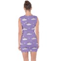 pug dog on a cloud Lace Up Front Bodycon Dress View2