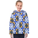 Shapes on a blue background                                                          Kids  Hooded Puffer Jacket View1