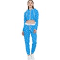 Halloween white bars at sky blue color Cropped Zip Up Lounge Set View1