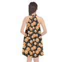 Orange Dandelions On A Dark Background Halter Neckline Chiffon Dress  View2