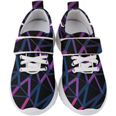 3d Lovely Geo Lines  V Kids  Velcro Strap Shoes by Uniqued