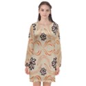 Folk flowers print Floral pattern Ethnic art Long Sleeve Chiffon Shift Dress  View1