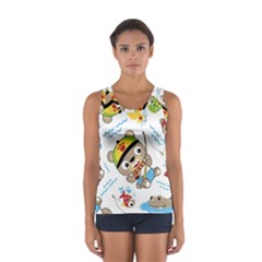 Vector-seamless-pattern-cute-fishing-animals-cartoon Sport Tank Top  by Jancukart