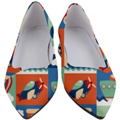 Toy-transport-cartoon-seamless-pattern-with-airplane-aerostat-sail-yacht-vector-illustration Women s Block Heels  by Jancukart