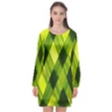 Leaves Grass Woven Long Sleeve Chiffon Shift Dress  View1