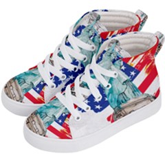 Statue Of Liberty Independence Day Poster Art Kids  Hi-top Skate Sneakers by Jancukart