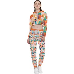 Colors Tropical Eaves Brush 2 Cropped Zip Up Lounge Set by flowerland