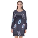Eyes Evil Eye Blue Pattern Design Long Sleeve Chiffon Shift Dress  View1