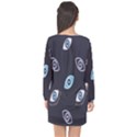 Eyes Evil Eye Blue Pattern Design Long Sleeve Chiffon Shift Dress  View2