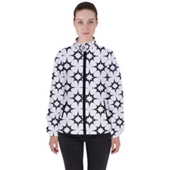 Black-white Women s High Neck Windbreaker by nateshop