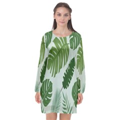 Leaves Long Sleeve Chiffon Shift Dress  by nateshop