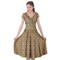 Background-chevron Chocolate Cap Sleeve Wrap Front Dress by nateshop