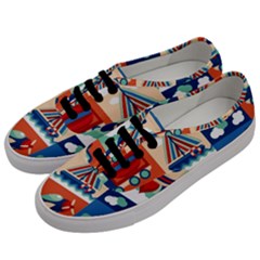 Toy Transport Cartoon Seamless-pattern-with-airplane-aerostat-sail Yacht Vector Illustration Men s Classic Low Top Sneakers by Jancukart