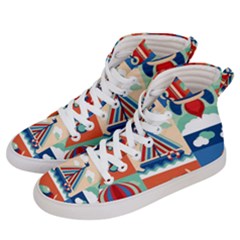 Toy Transport Cartoon Seamless-pattern-with-airplane-aerostat-sail Yacht Vector Illustration Women s Hi-top Skate Sneakers by Jancukart