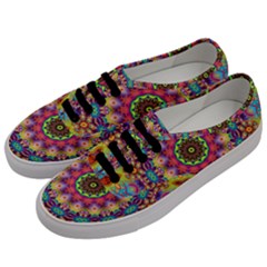 Rosette Mandala Ornament Wallpaper Men s Classic Low Top Sneakers by Wegoenart