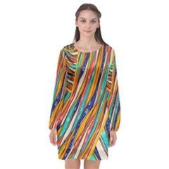 Fabric-2 Long Sleeve Chiffon Shift Dress  by nateshop