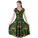 Ganesh Elephant Art With Waterlilies Cap Sleeve Wrap Front Dress View1