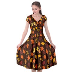 Thanksgiving Cap Sleeve Wrap Front Dress by nateshop