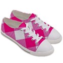 Pink and white diagonal plaids Men s Low Top Canvas Sneakers View3