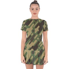 Camouflage Pattern Background Drop Hem Mini Chiffon Dress by Wegoenart