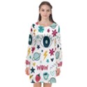 Wallpaper Background Cute Design Long Sleeve Chiffon Shift Dress  View1