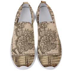 Antique Map Railway Lines Railway Train Char Men s Slip On Sneakers by Wegoenart