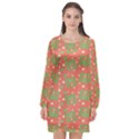 Christmas textur Long Sleeve Chiffon Shift Dress  View1