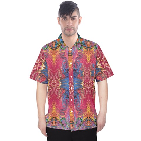 Firey Repeats I Men s Hawaii Shirt by kaleidomarblingart