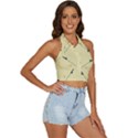 Fishing Rods Pattern Brown Backless Halter Cami Shirt View3