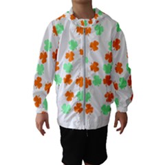 St Patricks Day T- Shirt Green White Orange Shamrock Pattern T- Shirt Kids  Hooded Windbreaker by maxcute
