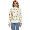 St Patricks Day T- Shirt Green White Orange Shamrock Pattern T- Shirt Women s Puffer Bubble Jacket Coat View1