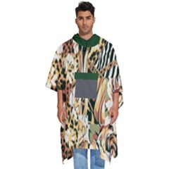 Floral Leaf Chain Patchwork Pattern 2 Men s Hooded Rain Ponchos by flowerland