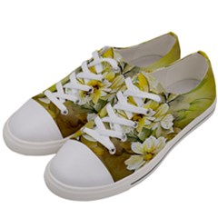 Watercolor Yellow And-white Flower Background Men s Low Top Canvas Sneakers by artworkshop